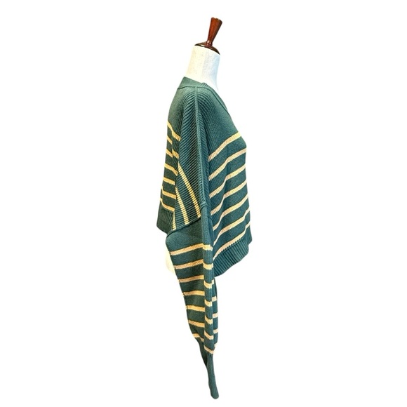 Free People Stripe Easy Street Crop Sweater Green and Tan Size Large #1884. - Picture 7 of 10